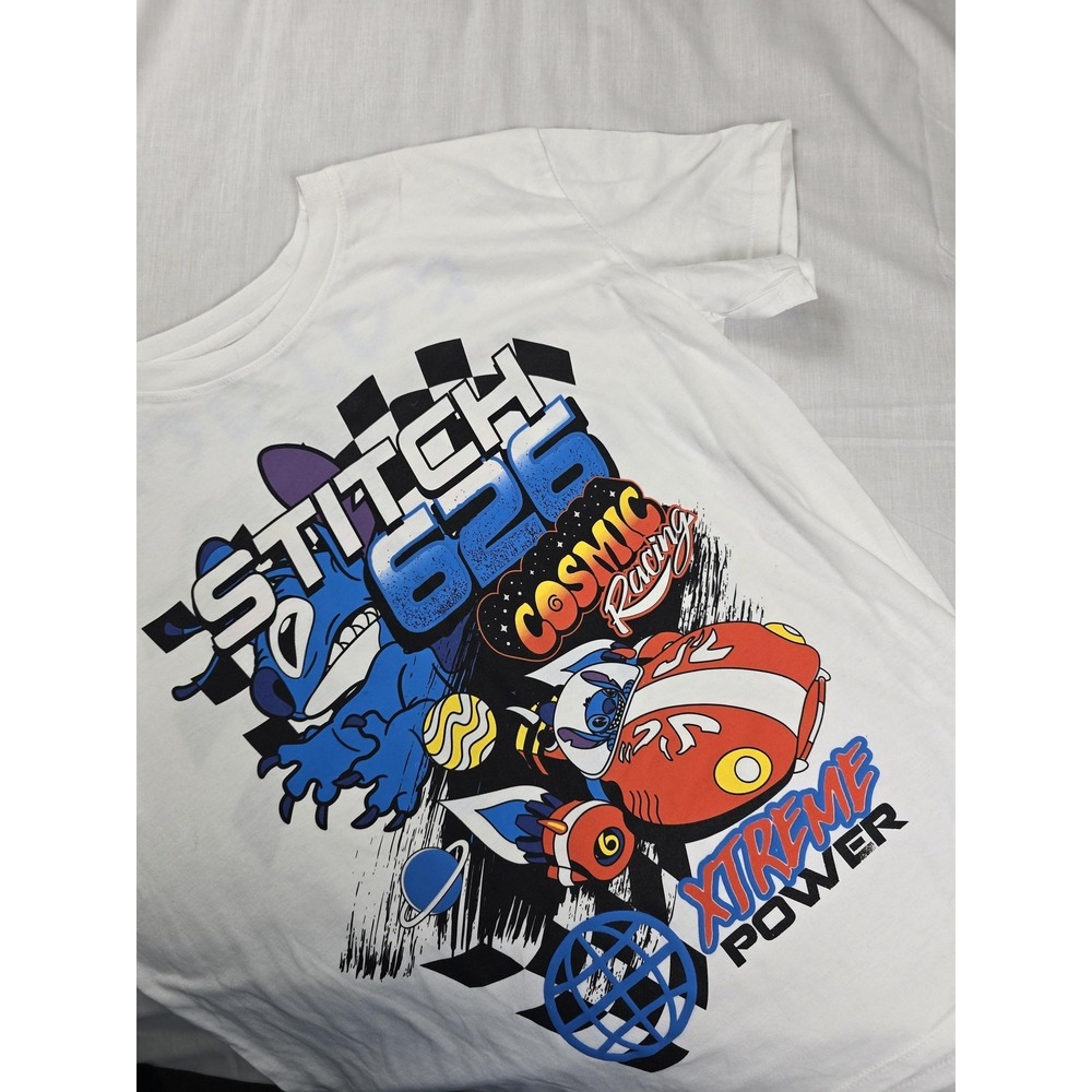 Disney Stitch 626 Shirt Mens Small White Cosmic Racing Xtreme Power Graphic Tee